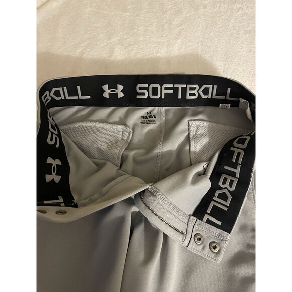 Under Armour Youth Boys/Girls Baseball/Softball Pants XL. Elastic Bottom. Gray - Picture 5 of 11
